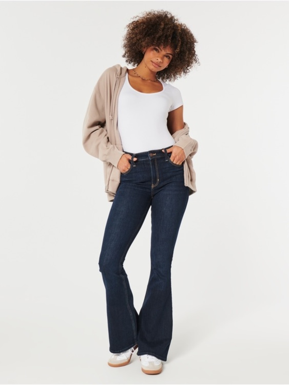 Hollister High Rise Dark Wash Flare Jeans Sz 32 Plus Size